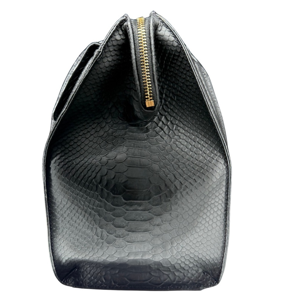 Elegant Brahmin Black Harkness Caroline Satchel with Gold Accents - Picture 5 of 12